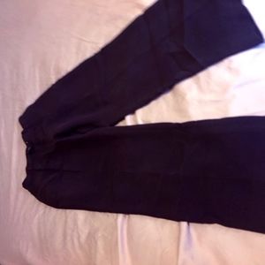 Brown silk pleated straight leg pants